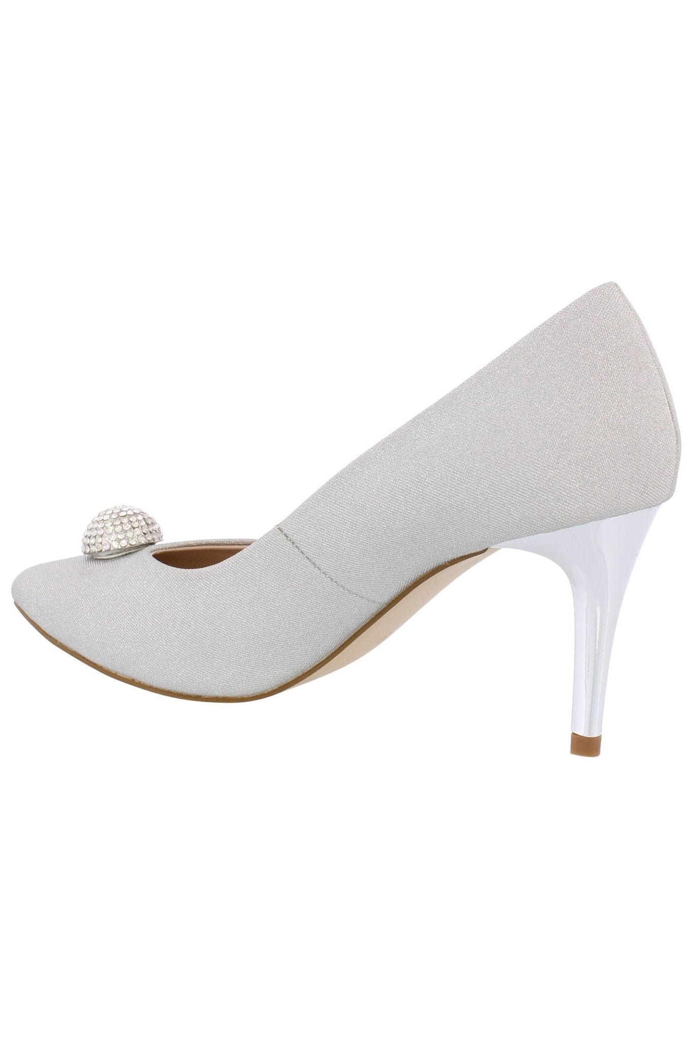 Capollini C148 Renee Silver Sparkle Pom Pom Shoes - Dotique