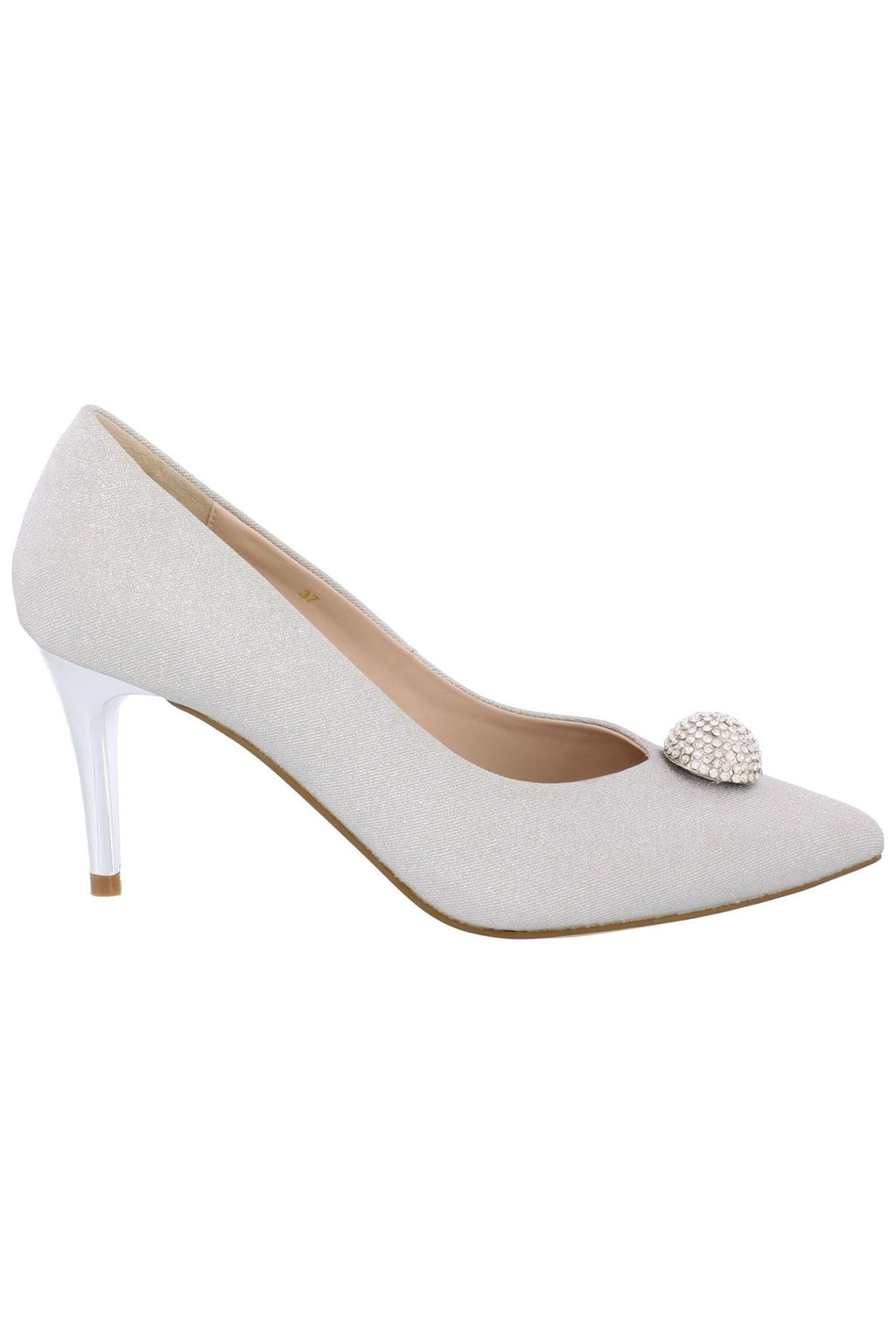 Capollini C148 Renee Silver Sparkle Pom Pom Shoes - Dotique