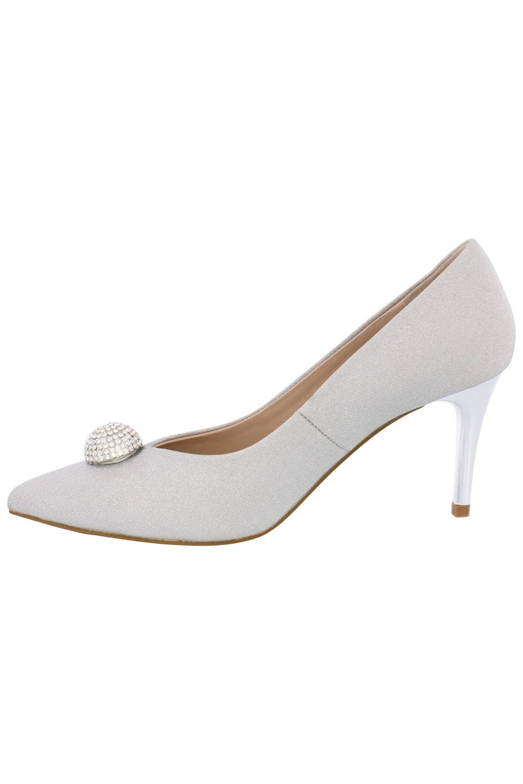 Capollini C148 Renee Silver Sparkle Pom Pom Shoes - Dotique