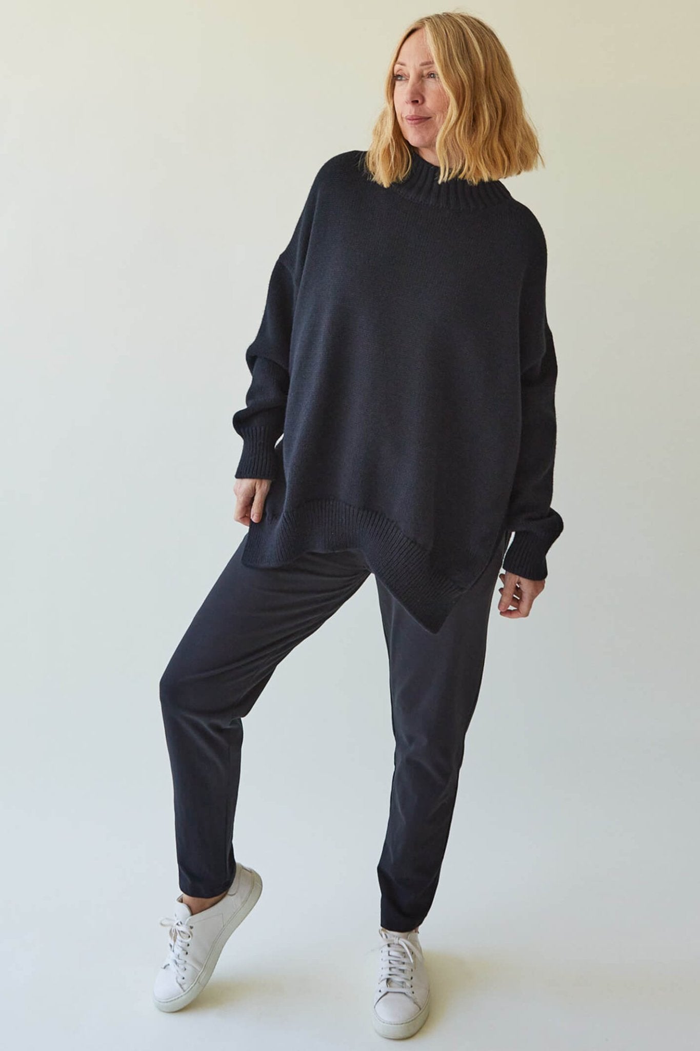Chalk Brooke Black Slim Fit Organic Jersey Trousers - Dotique Chesterfield