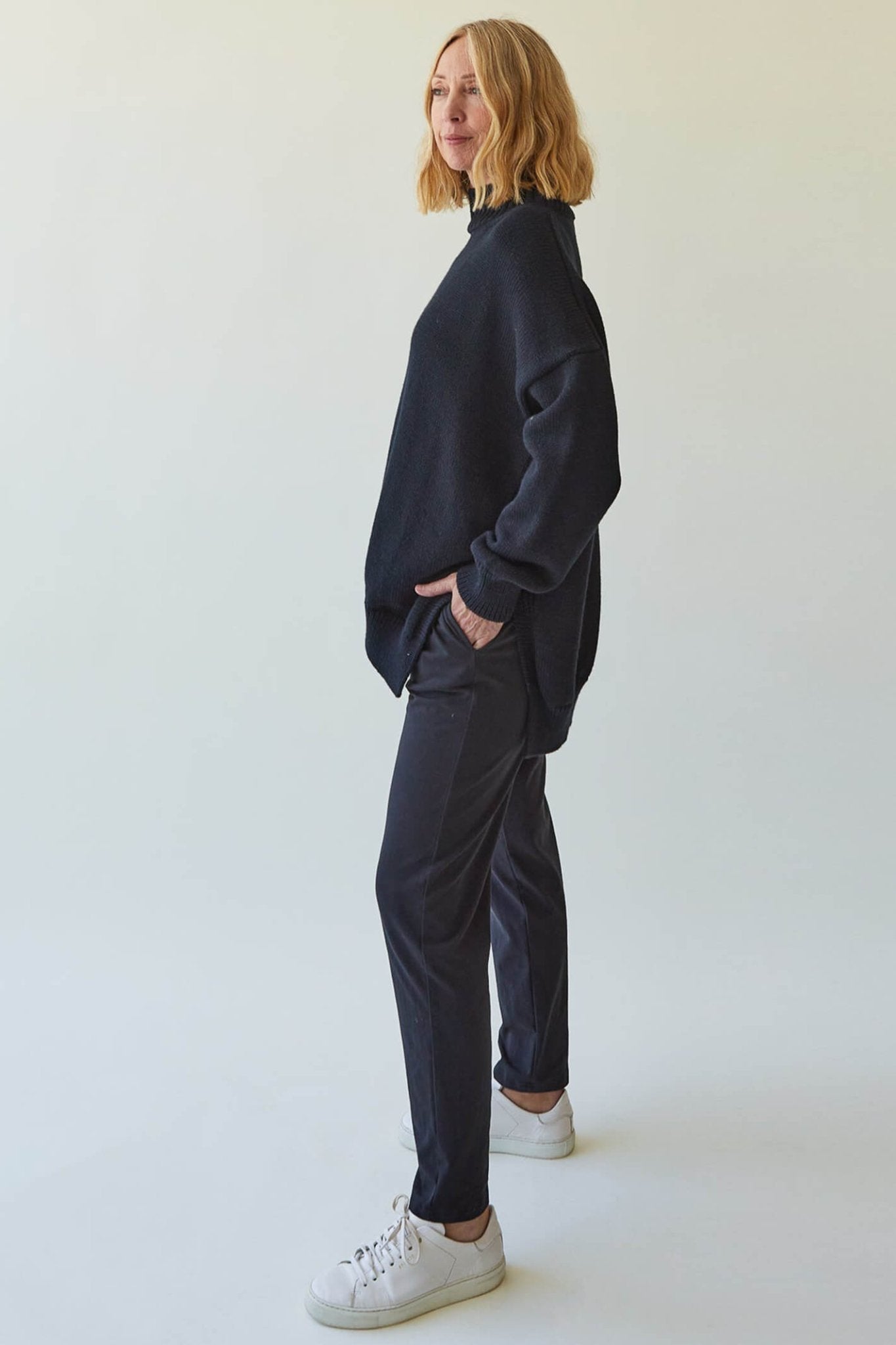 Chalk Brooke Black Slim Fit Organic Jersey Trousers - Dotique Chesterfield