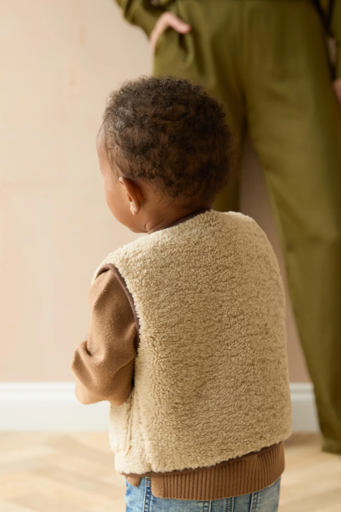 Chalk Mini Babies Lamb Gilet Oat Taupe