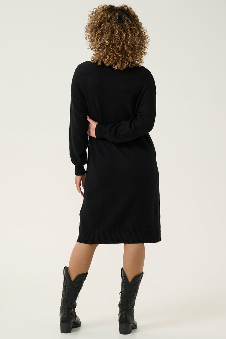 Cream 10612876 CRDela Cable Knit Dress Pitch Black - Dotique