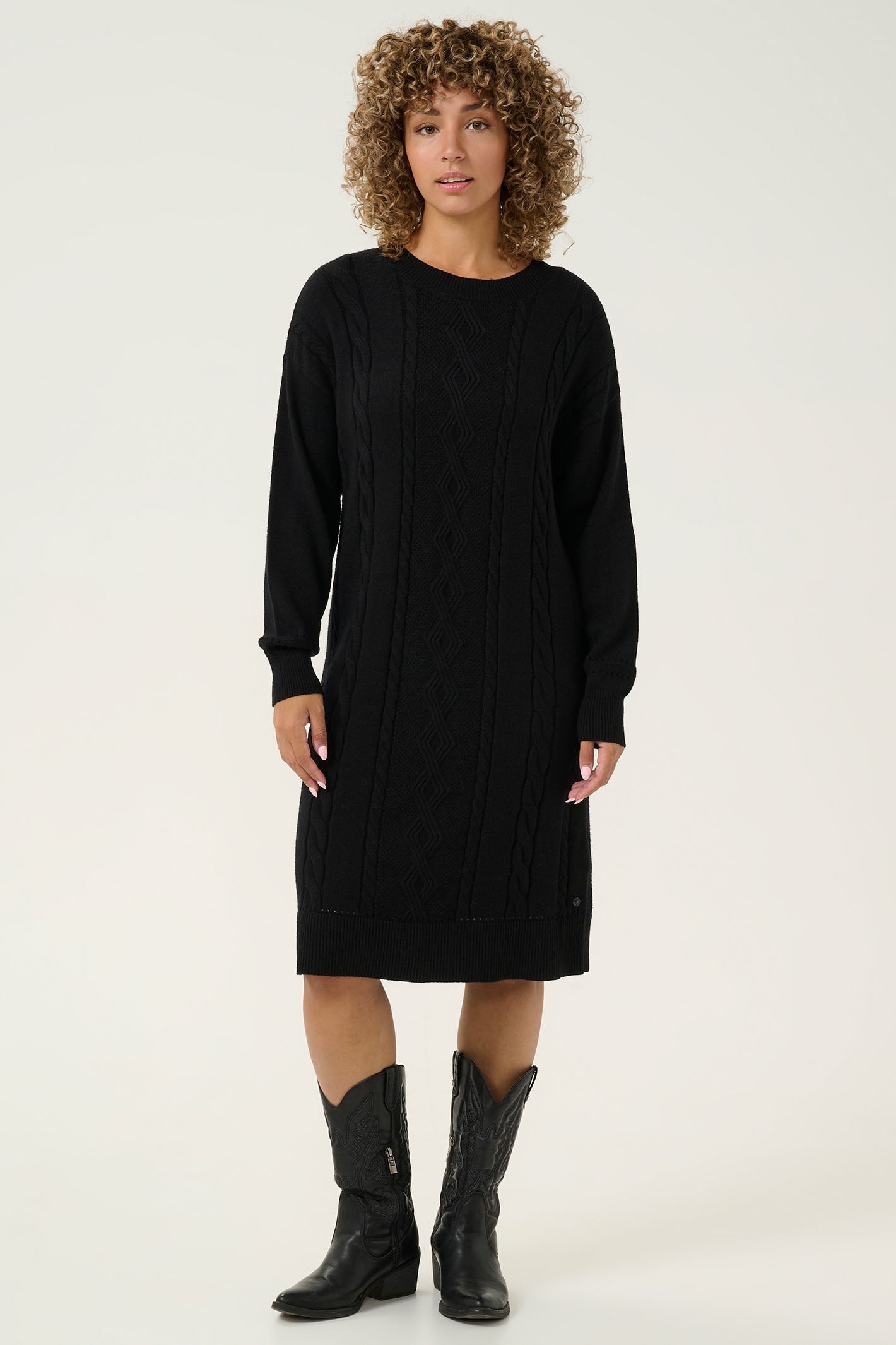 Black cable knit dress hotsell