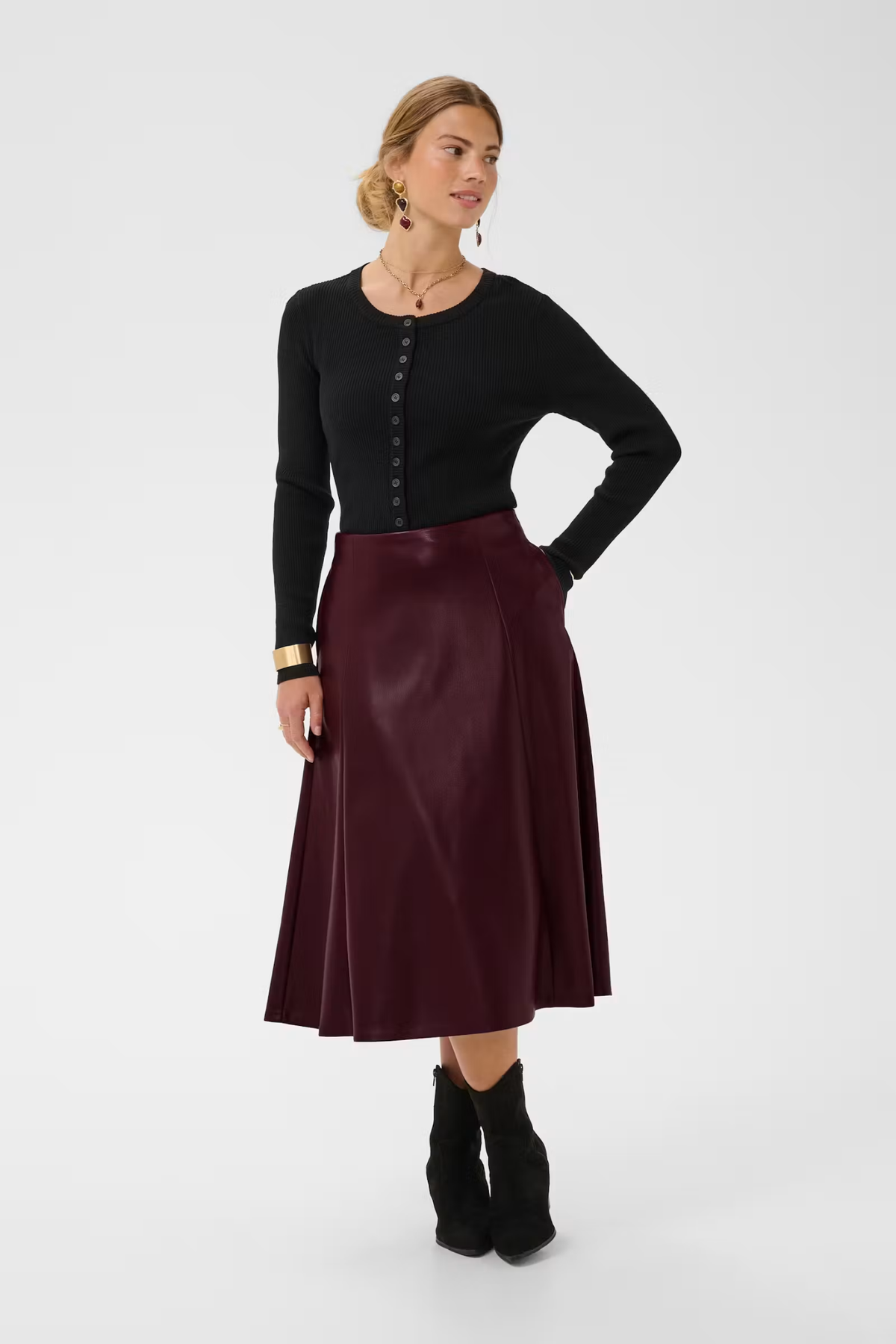 Cream 10614242 CRPaloma Skirt Dark Cabernet