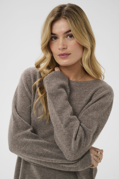 Shop the Cream CRMela Jumper in Java Melange at Dotique. A luxurious 100% wool jumper with a classic crew neck, regular fit and timeless everyday style.