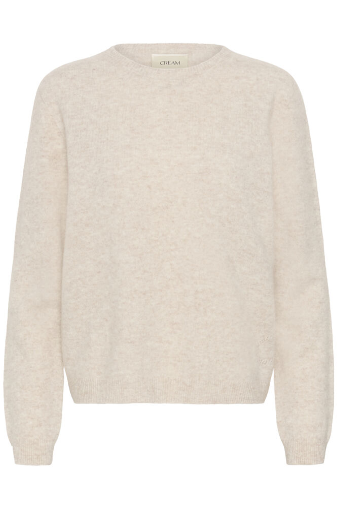 Shop the Cream CRMela Jumper in Oat Melange at Dotique. A luxurious 100% wool jumper with a classic crew neck, regular fit and timeless everyday style.