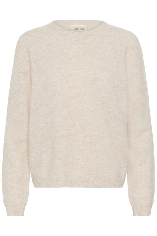 Shop the Cream CRMela Jumper in Oat Melange at Dotique. A luxurious 100% wool jumper with a classic crew neck, regular fit and timeless everyday style.