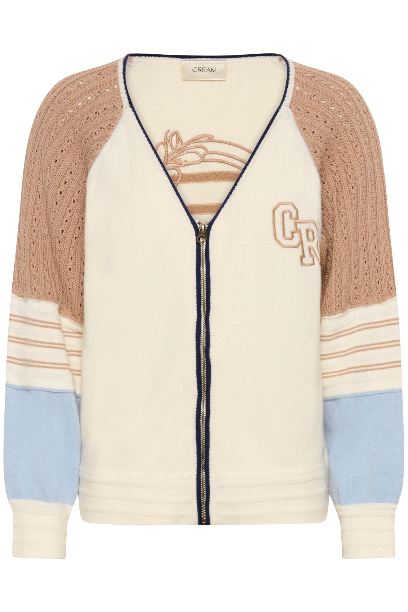 Front view of Cream CRPura Knit Jacket Whisper White 10614765 by Cream, shop the vendor at Dotique