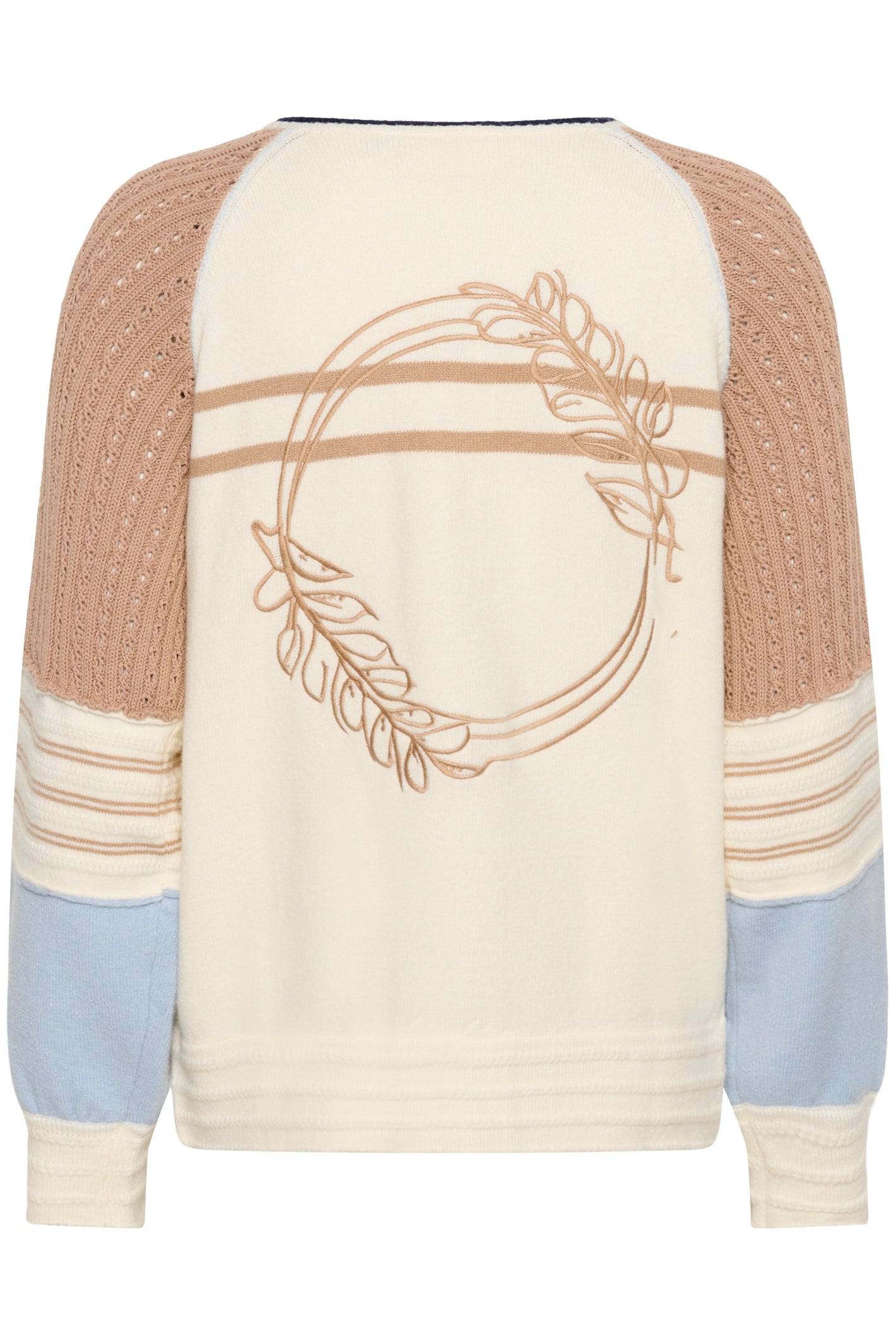 Back view of Cream CRPura Knit Jacket Whisper White 10614765 with applique detail by Cream shop the vendor at Dotique