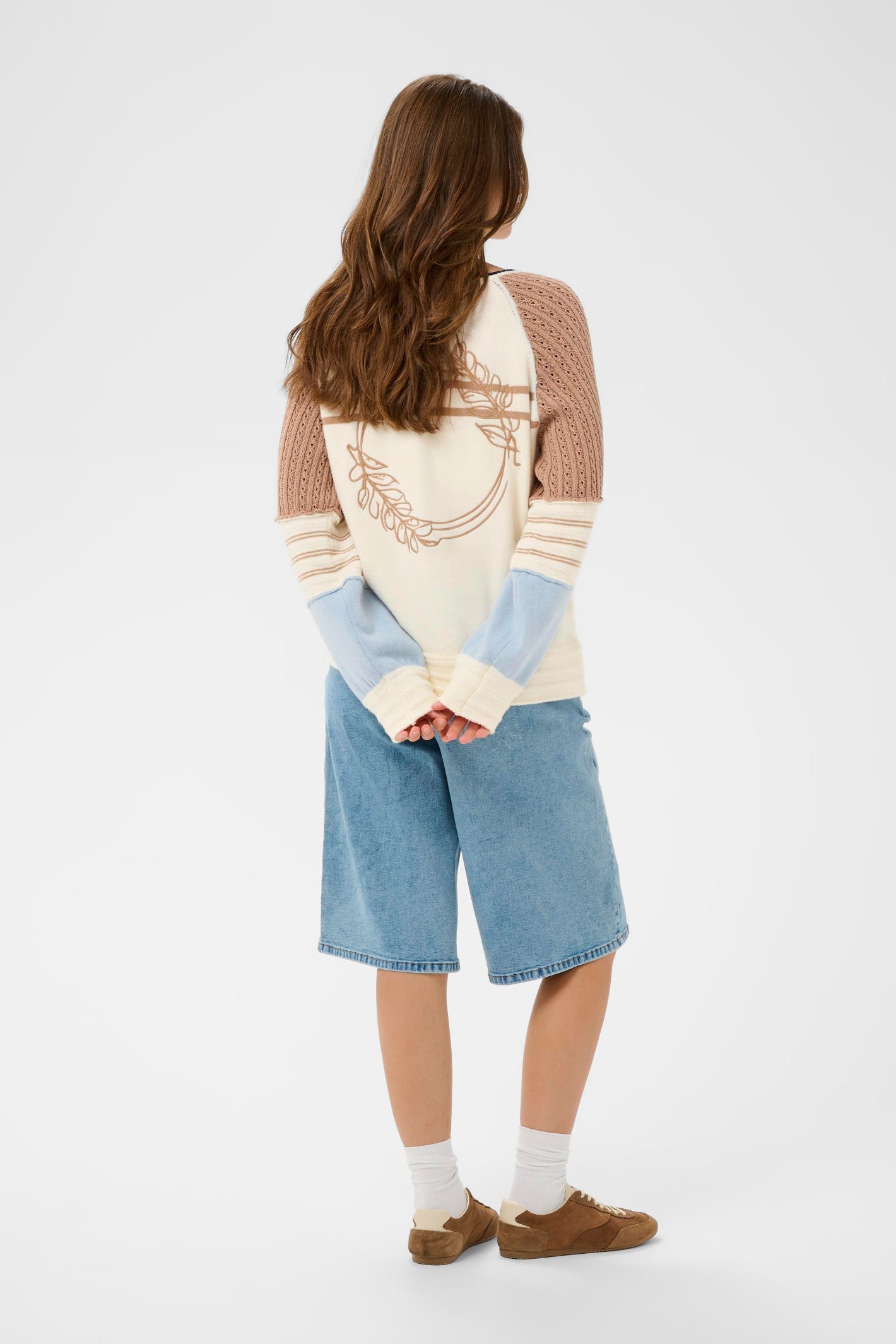 Back view of model wearing Cream CRPura Knit Jacket Whisper White 10614765 by Cream, shop the vendor at Dotique