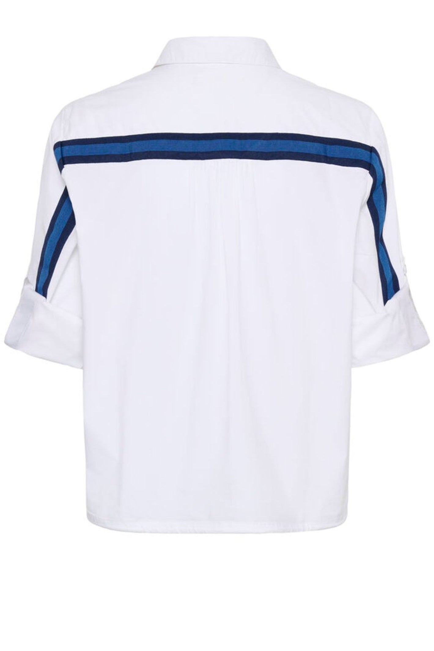 Back view of Cream 10614892 CREstela Short Shirt Snow White with Blue by Cream, shop Cream at Dotique