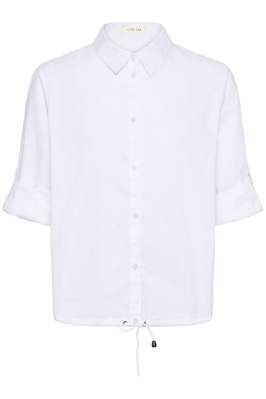 Front view of Cream 10614892 CREstela Short Shirt Snow White with Blue by Cream, shop the vendor at Dotique