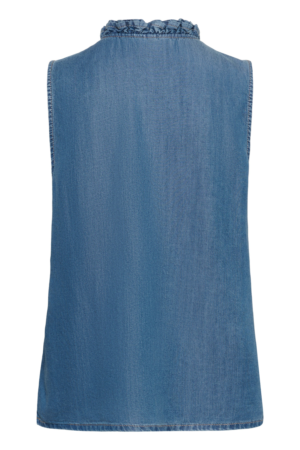 Back view of Cream CRMolly Sleeveless Blouse Jaspar Blue Denim 10614943 by Cream, shop the vendor at Dotique