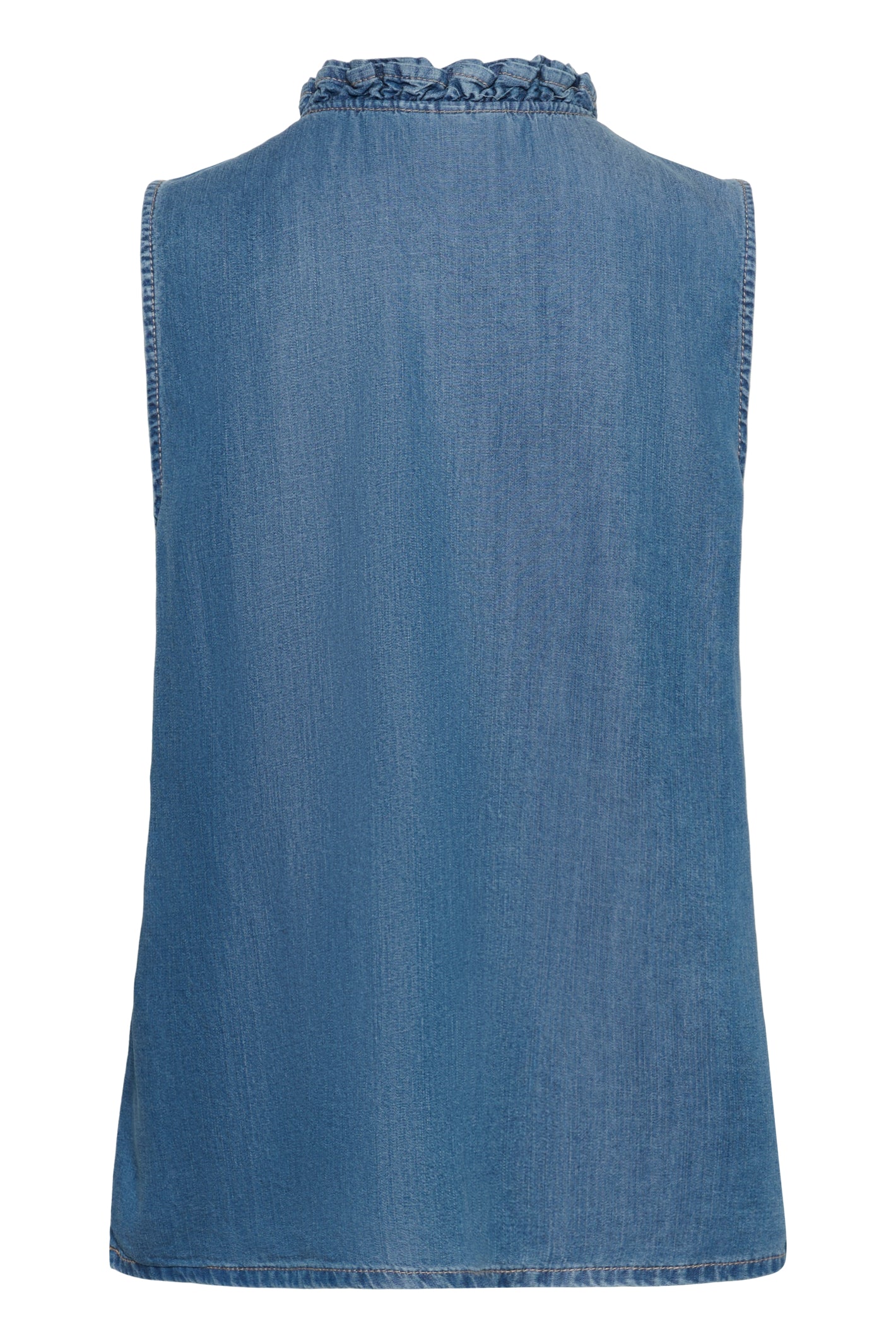 Back view of Cream CRMolly Sleeveless Blouse Jaspar Blue Denim 10614943 by Cream, shop the vendor at Dotique