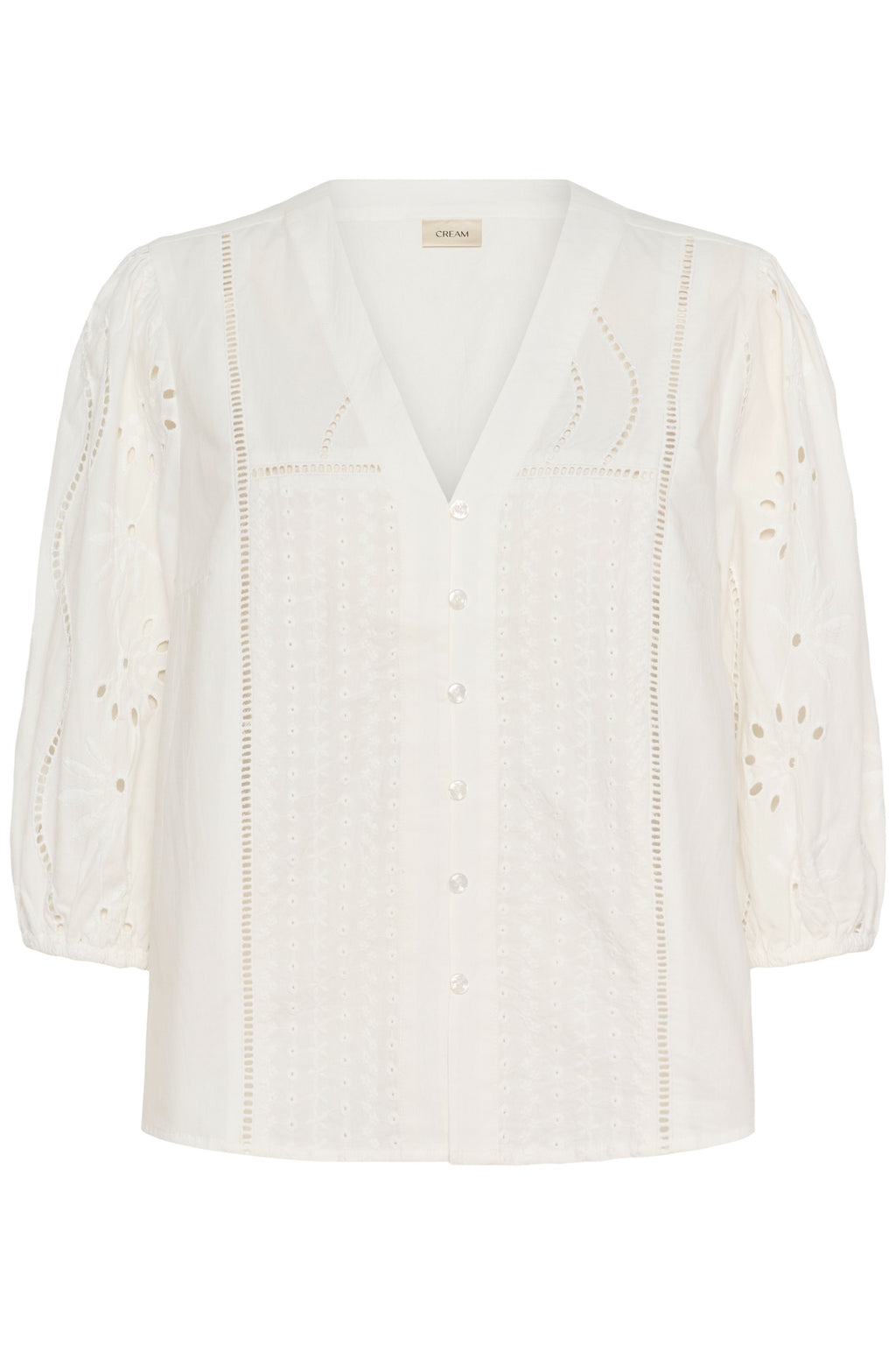 Cream 10614961 CRSigne Blouse Snow White with broderie anglaise details by Cream shop at Dotique