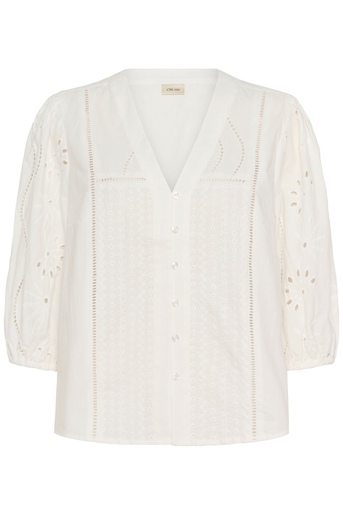 Cream 10614961 CRSigne Blouse Snow White with broderie anglaise details by Cream shop at Dotique