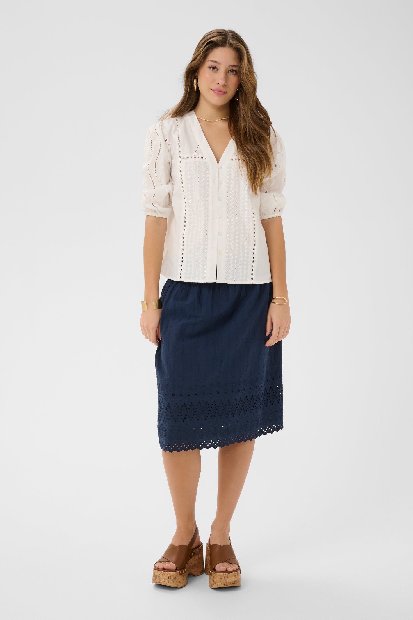 Cream 10614961 CRSigne Blouse Snow White by Cream features delicate broderie anglaise, shop Cream at Dotique now