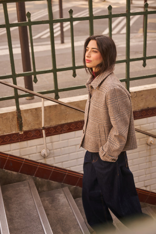 Shop the Cream CRGeorg Short Coat in Grey Check at Dotique. A timeless checked jacket with a straight fit, soft wool blend and versatile hip-length silhouette.