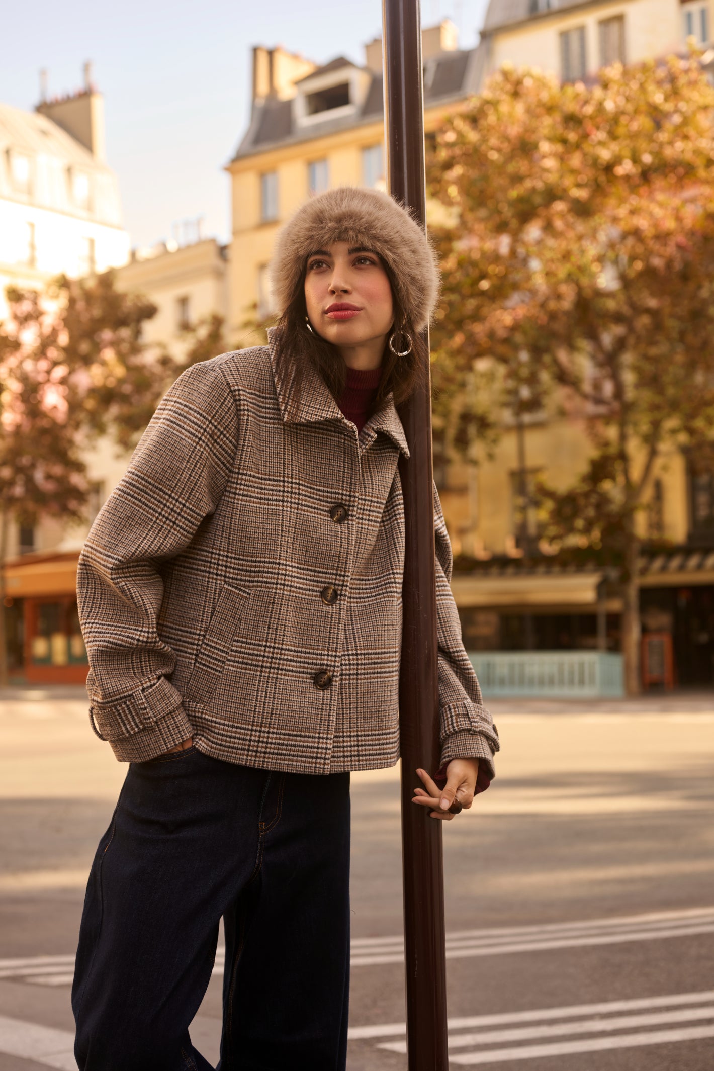 Cream CRGeorg Short Coat Grey Check | Women's Checked Jacket