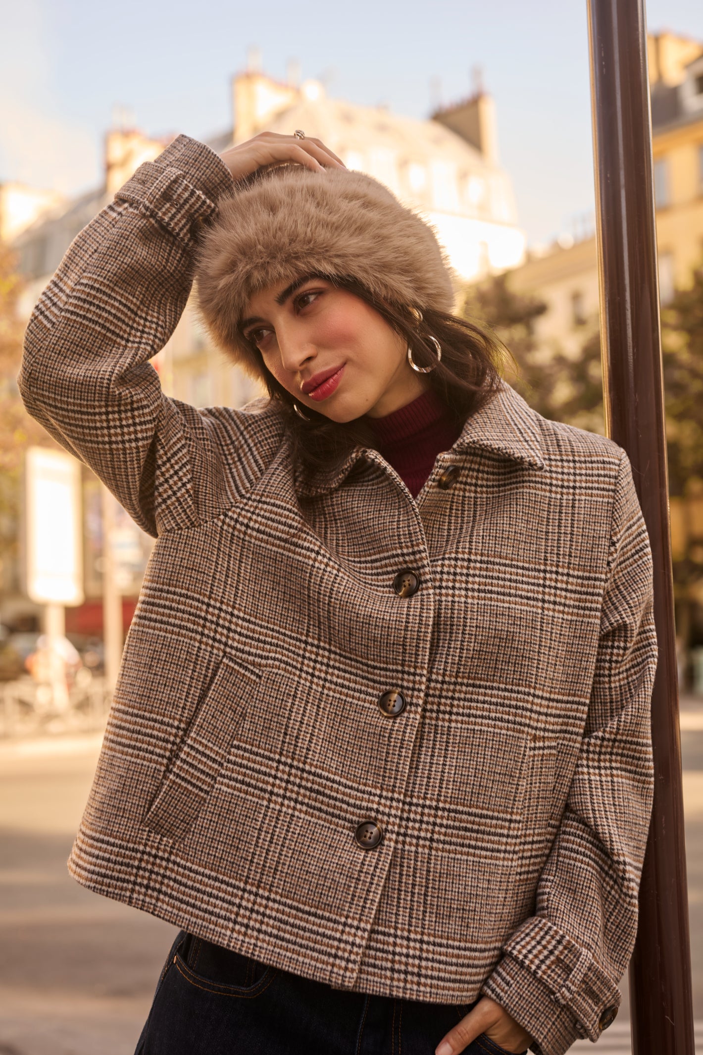 Cream CRGeorg Short Coat Grey Check | Women's Checked Jacket