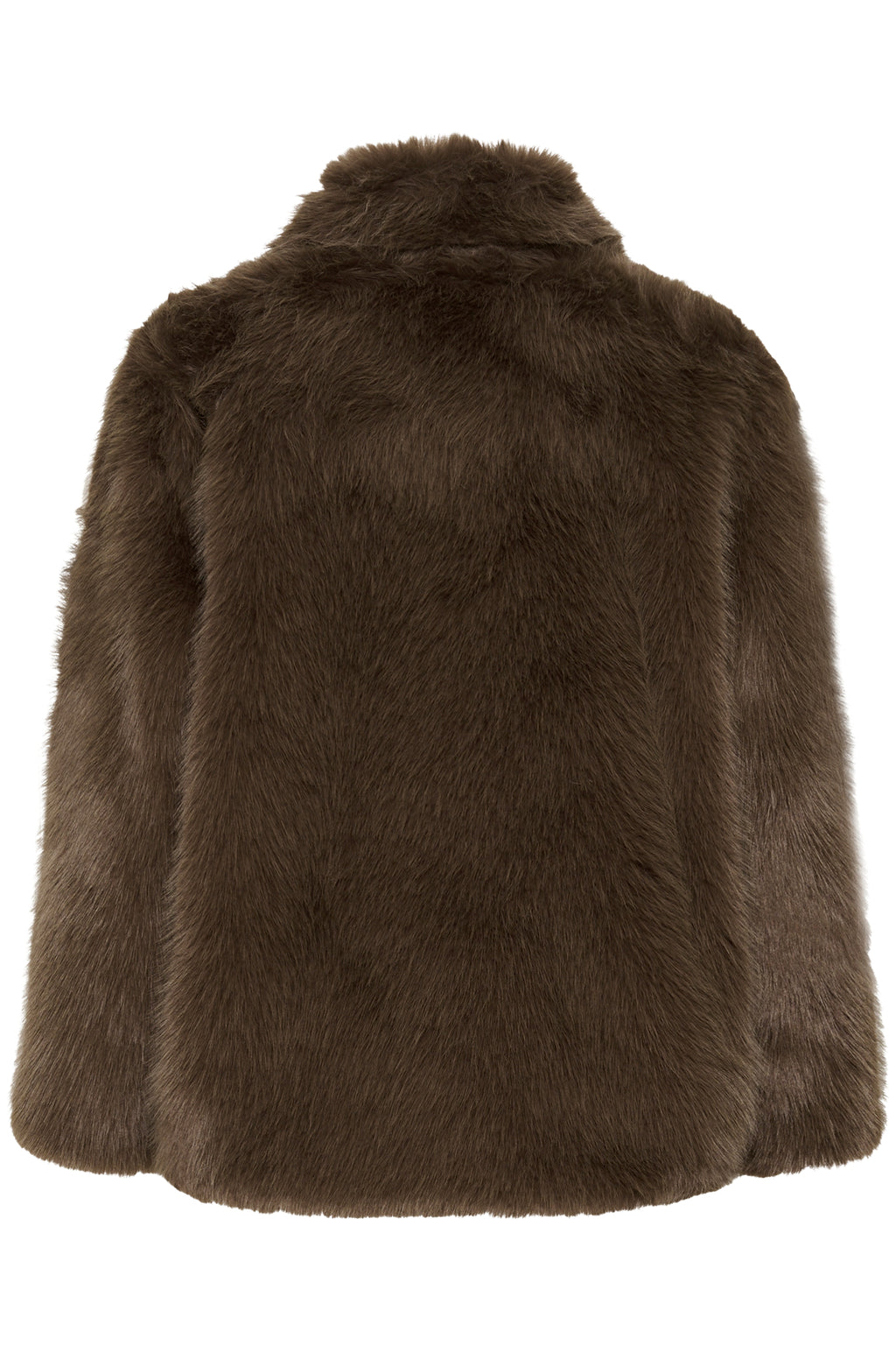 Cream CRDrama faux fur jacket in Shaved Chocolate brown with a relaxed fit, classic collar and concealed front fastening.