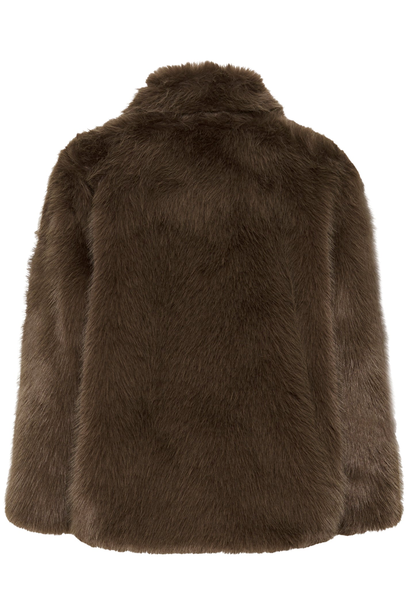 Cream CRDrama faux fur jacket in Shaved Chocolate brown with a relaxed fit, classic collar and concealed front fastening.