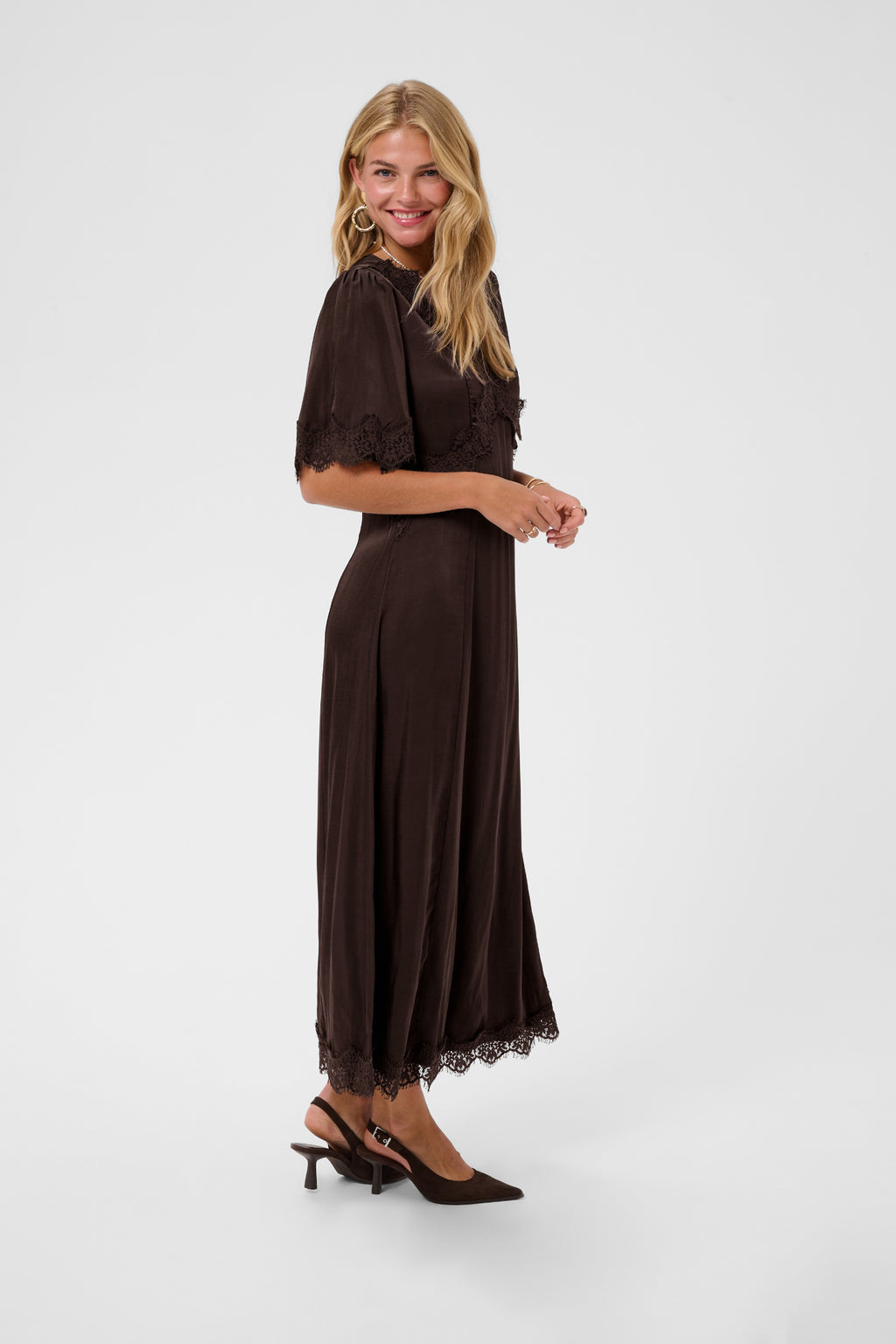 Cream 10615319  Confir Lace Maxi Dress in Java Brown
