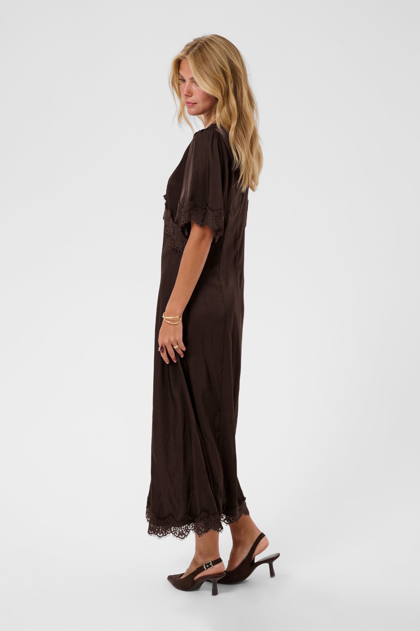Cream 10615319  Confir Lace Maxi Dress in Java Brown