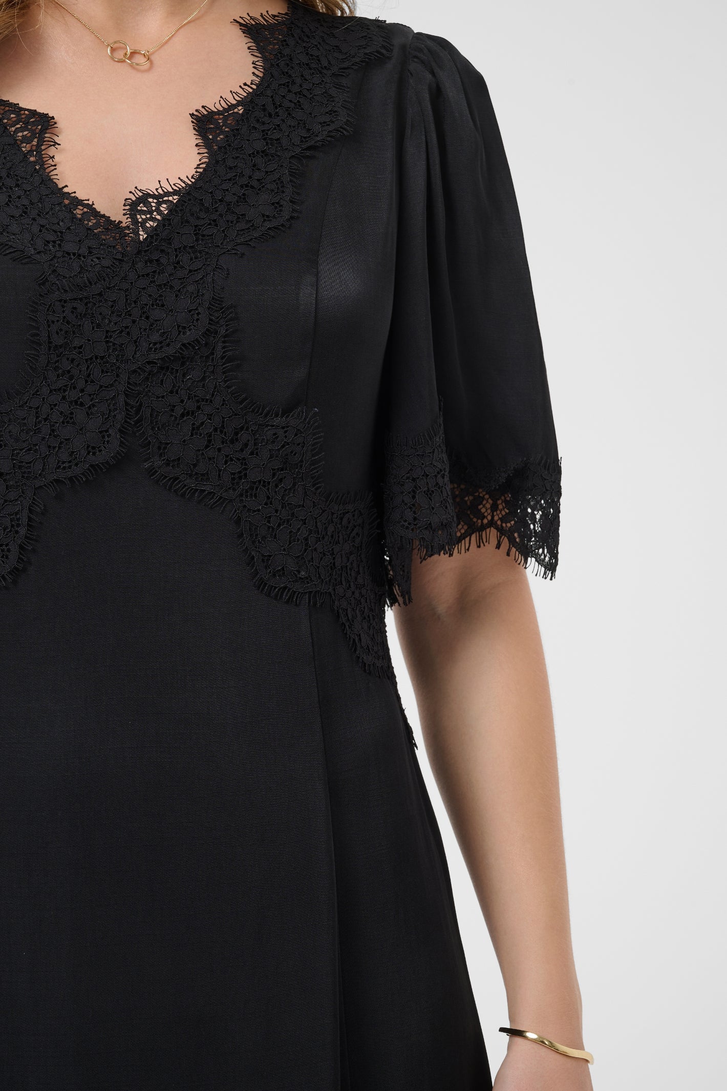 Cream 10615319 Confir Lace Maxi Dress Black