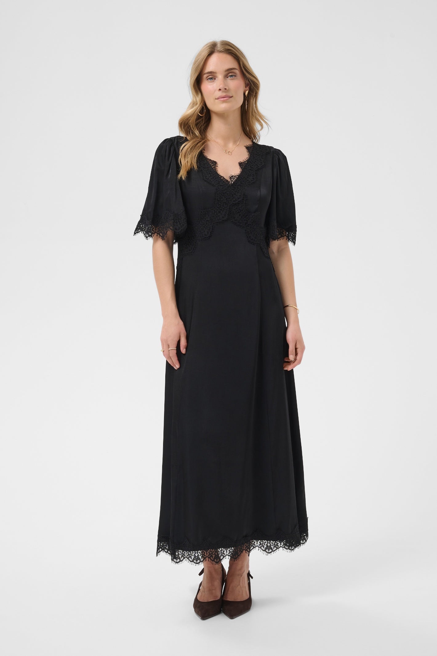 Cream 10615319 Confir Lace Maxi Dress Black