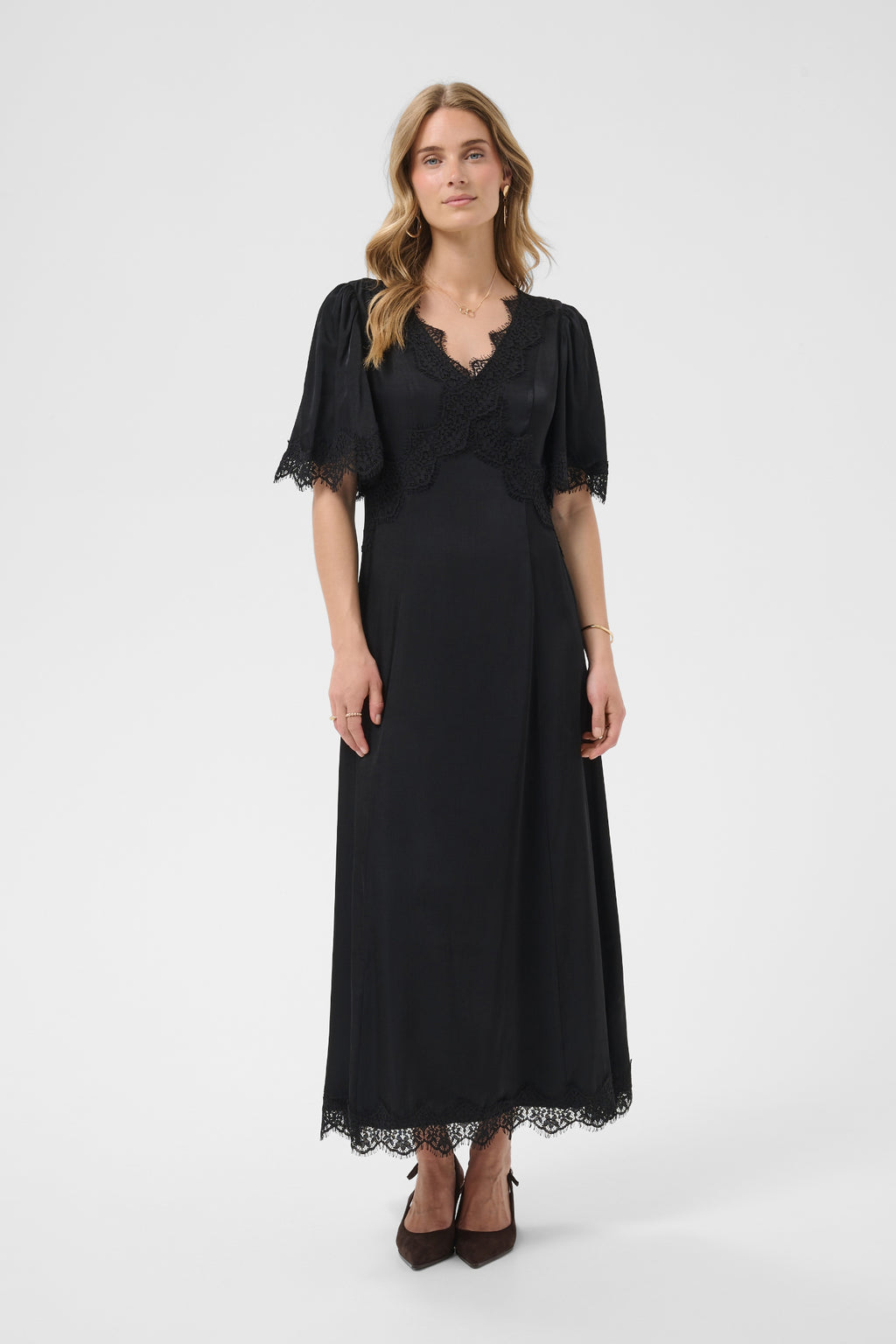 Cream 10615319 Confir Lace Maxi Dress Black