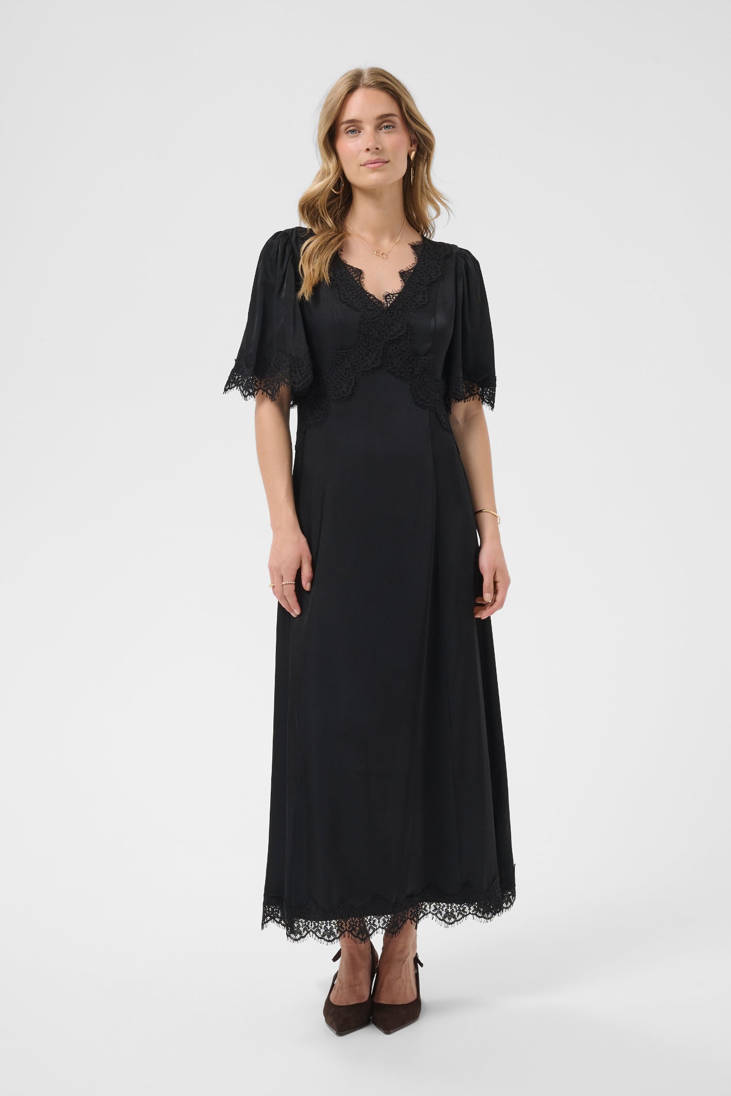 Cream 10615319 Confir Lace Maxi Dress Black