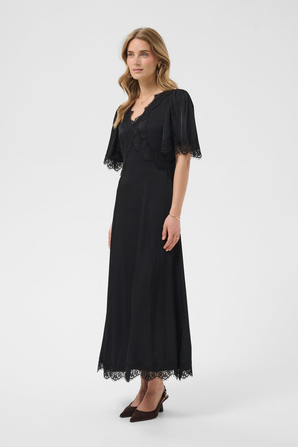 Cream 10615319 Confir Lace Maxi Dress Black