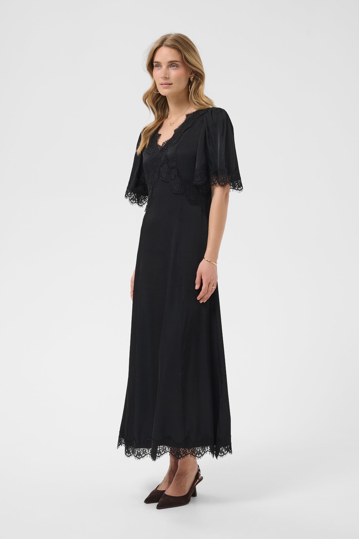 Cream 10615319 Confir Lace Maxi Dress Black