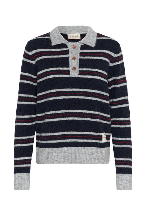 Cream 10615326 Ditte Striped Polo Pullover in Navy. Shop Cream at Dotique.