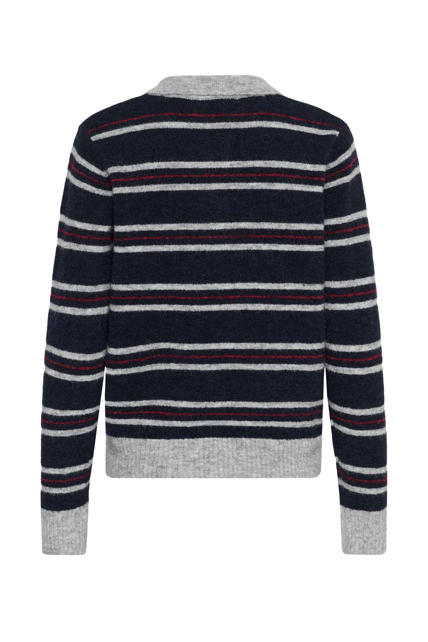 Cream 10615326 Ditte Striped Polo Pullover in Navy