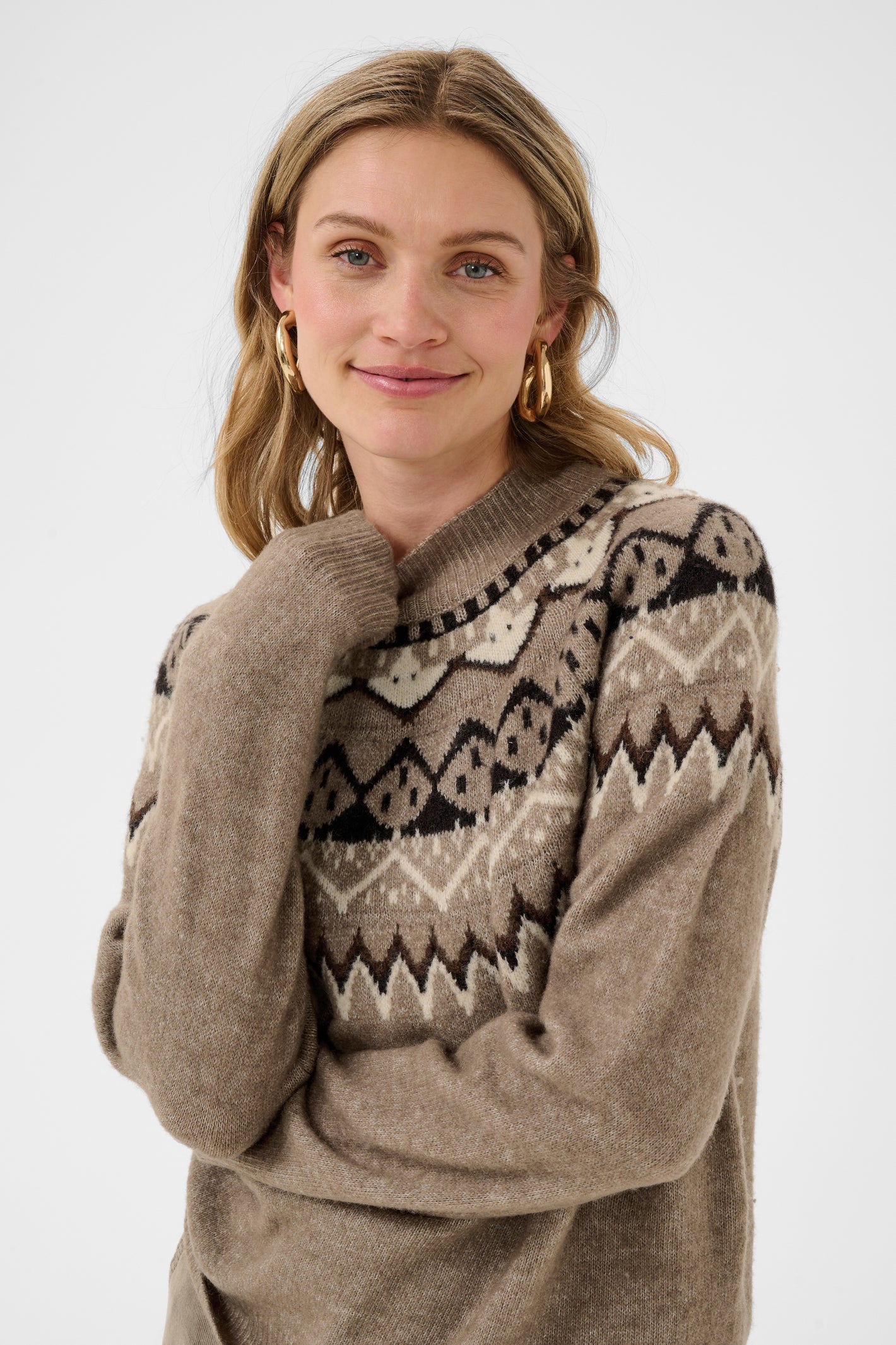 Cream 10615330 CRCherrie Pullover Brown Lentil Melange - Brown