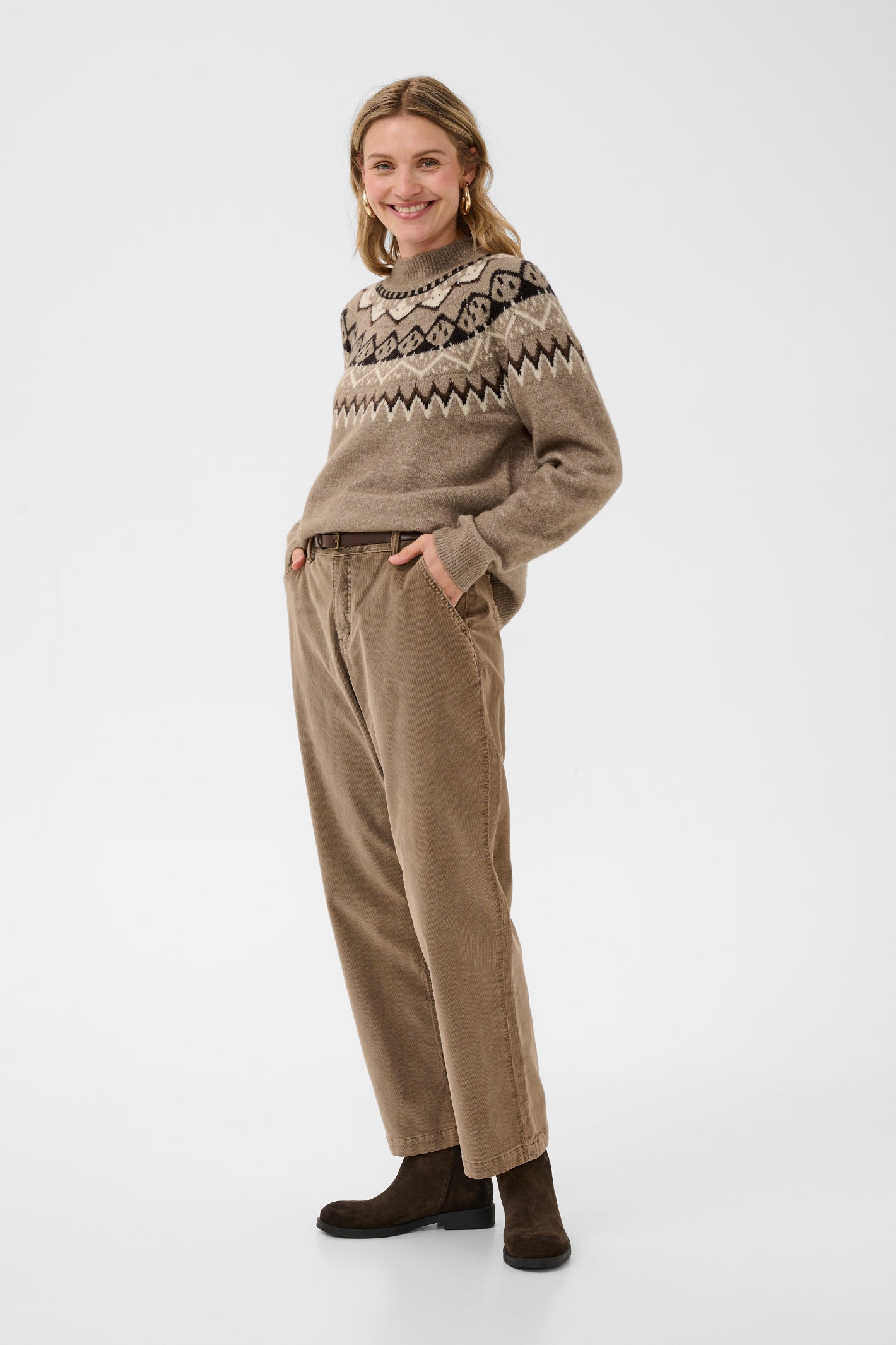 Cream 10615330 CRCherrie Pullover Brown Lentil Melange - Brown