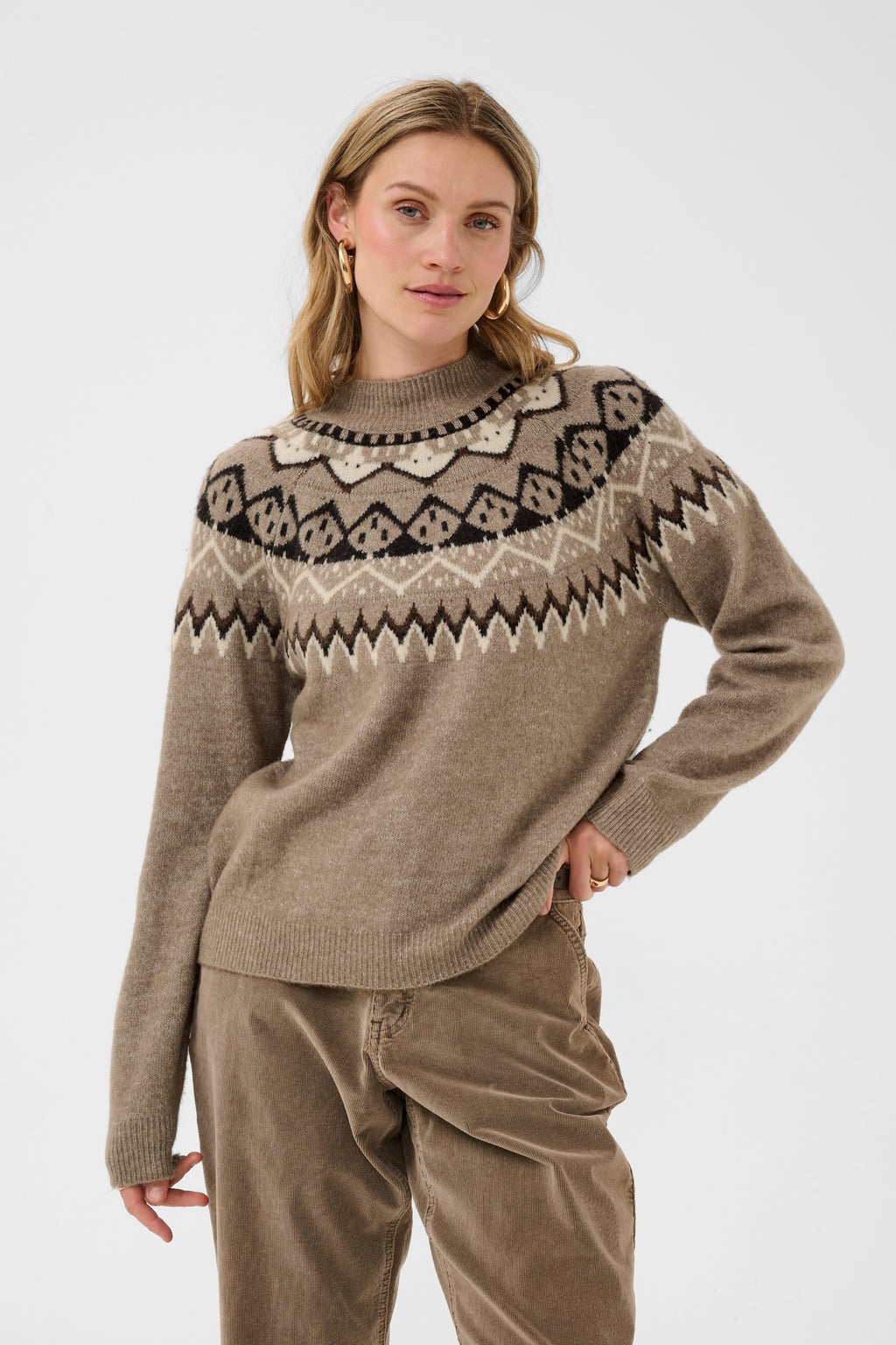 Cream 10615330 CRCherrie Pullover Brown Lentil Melange - Brown