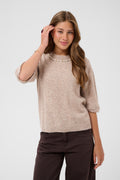 Cream 10615358 CRTrusty Knit Blouse Oat Melange