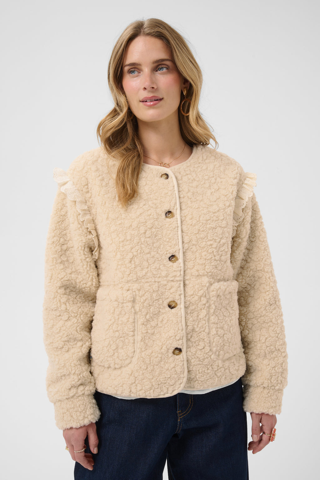 Cream 10615559 CRRana Lace Teddy Jacket – Oatmeal