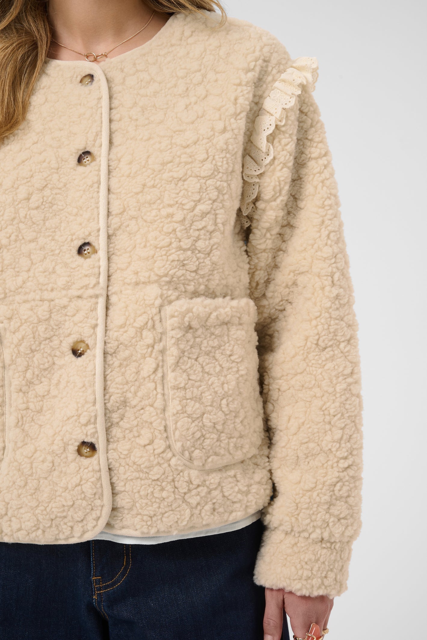 Cream 10615559 CRRana Lace Teddy Jacket – Oatmeal