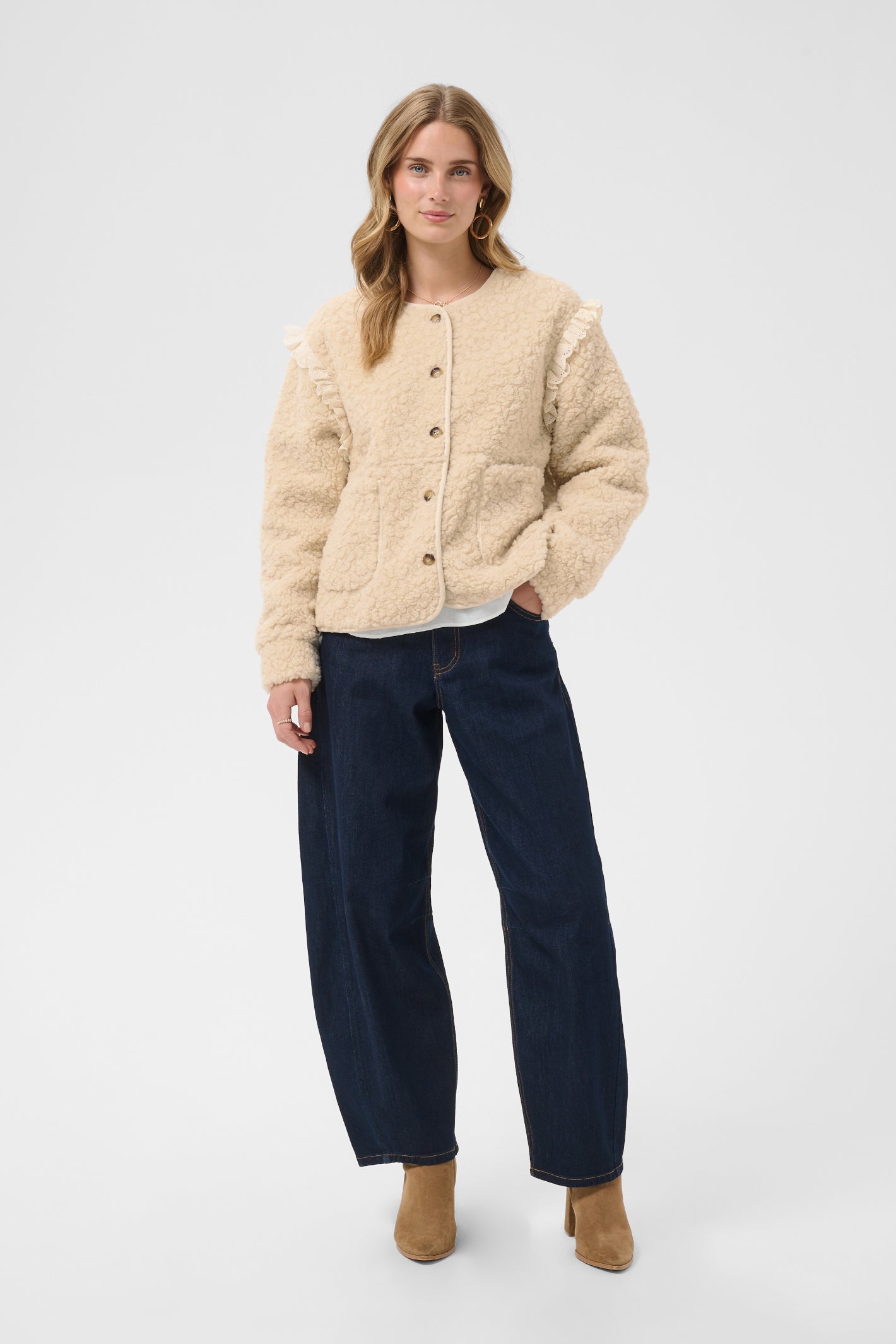 Cream 10615559 CRRana Lace Teddy Jacket – Oatmeal
