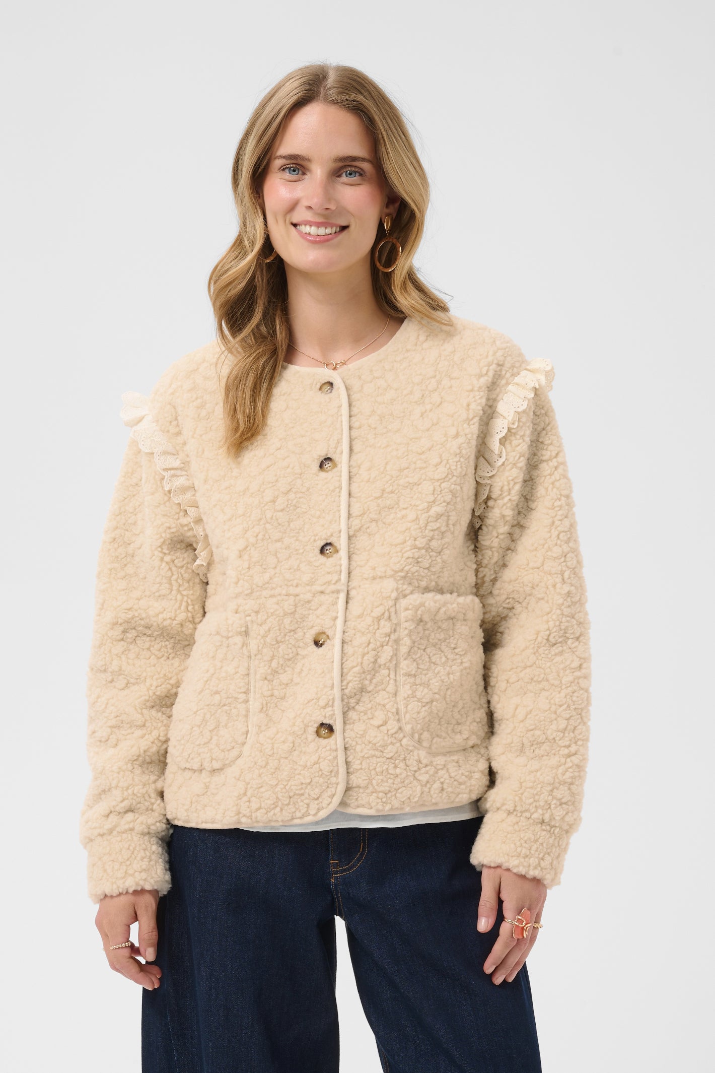 Cream 10615559 CRRana Lace Teddy Jacket – Oatmeal