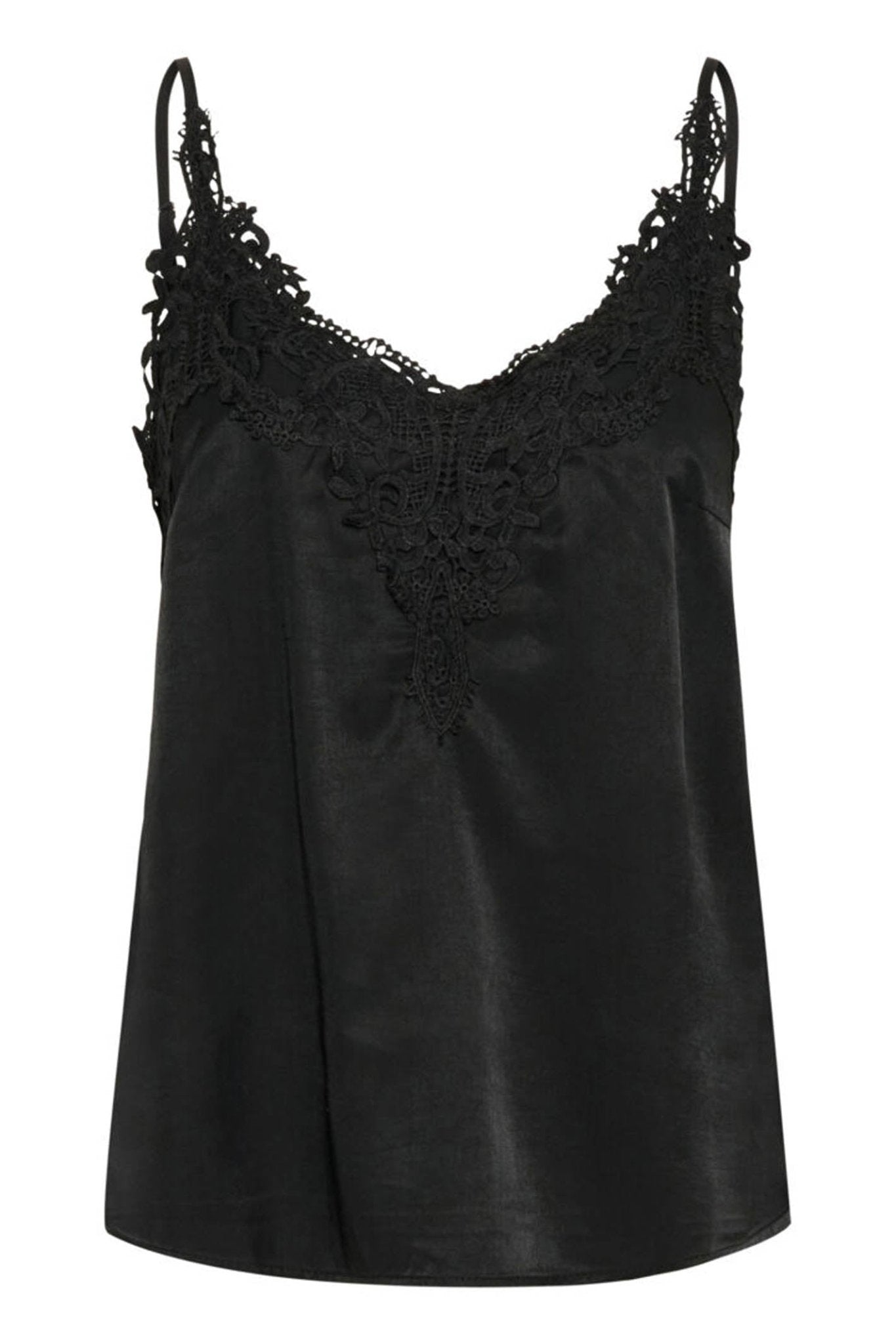 Cream CRAnna Black Lace Vest Top – Dotique