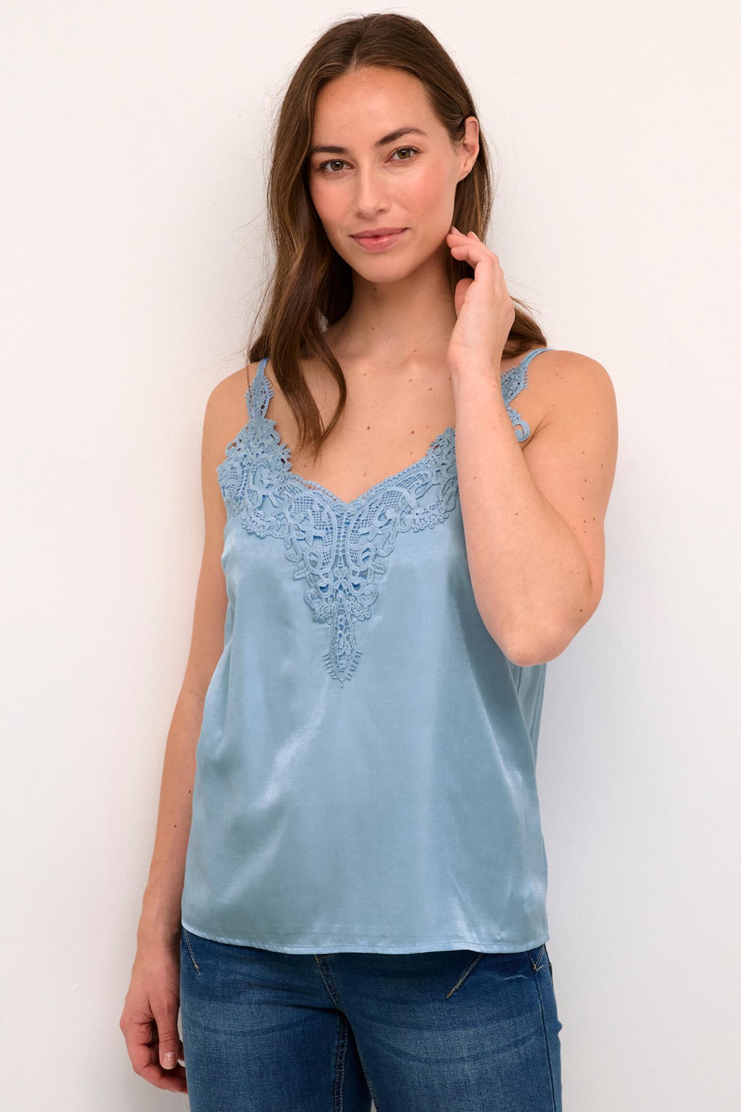 Cream CRAnna Lace Vest Top - Dotique - Cream