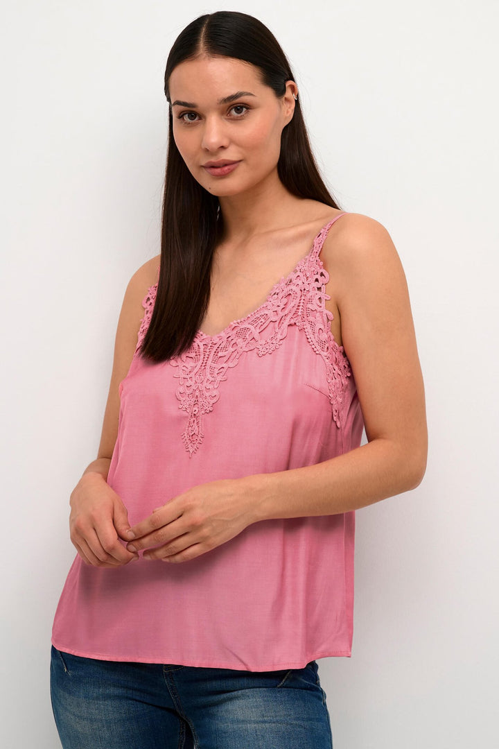 Cream CRAnna Lace Vest Top - Dotique - Cream