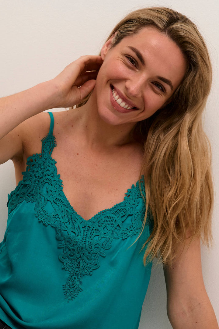 Cream CRAnna Lace Vest Top - Dotique - Cream