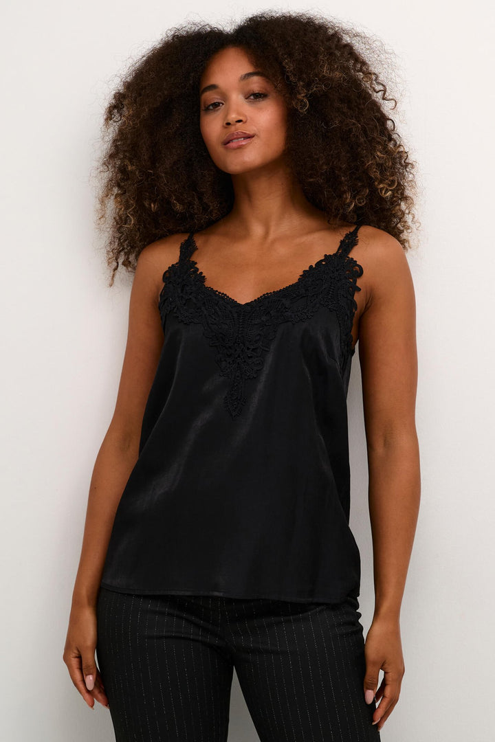 Cream CRAnna Lace Vest Top - Dotique - Cream